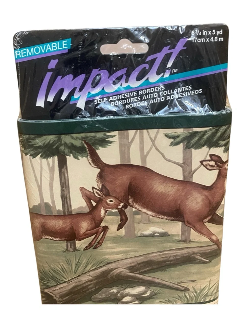 Vintage Impact Removable Self Adhesive Boarder Wallpaper Deer in Woods Cabin
